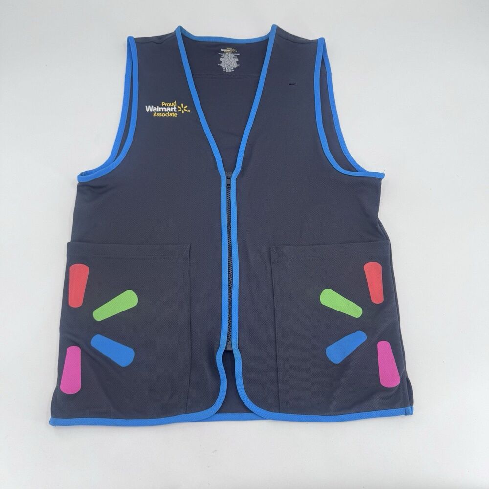Walmart Proud Associate Unisex Black / Blue Uniform Vest Size S/P Fast Shipping